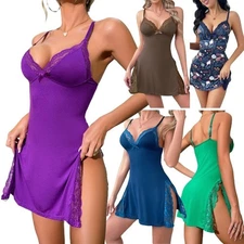 Women Sexy Lingerie Lace Cotton Silk Dress Underwear Babydoll Nightwear Pajamas