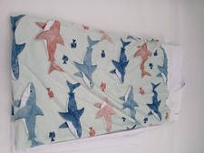 Shark Print Plush Minky Microfiber Fabric 60" x 106" Mint Kids