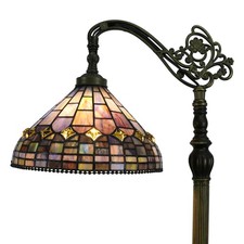 Lampadaire Tiffany,12" abat-jour en verre coloré, 165cm base de col de cygne