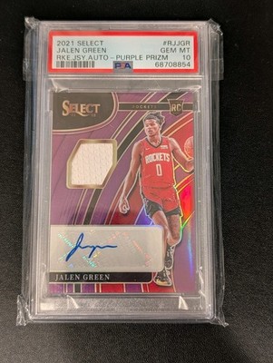 2021 Select Jalen Green Rookie Jersey Autograph Purple Prizm #RJ-JGR PSA 10