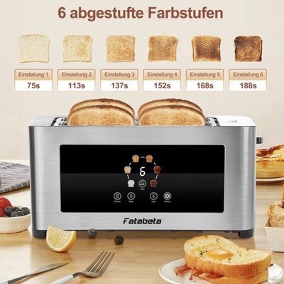 Moderner Fatabeta Toaster mit Touchscreen   1400W   Edelstahl   Neuwertig