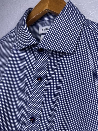 Twillory Dress Shirt Mens 15 32/33 Tailored Fit Non Iron Safe Cotton Check - Picture 4 of 11