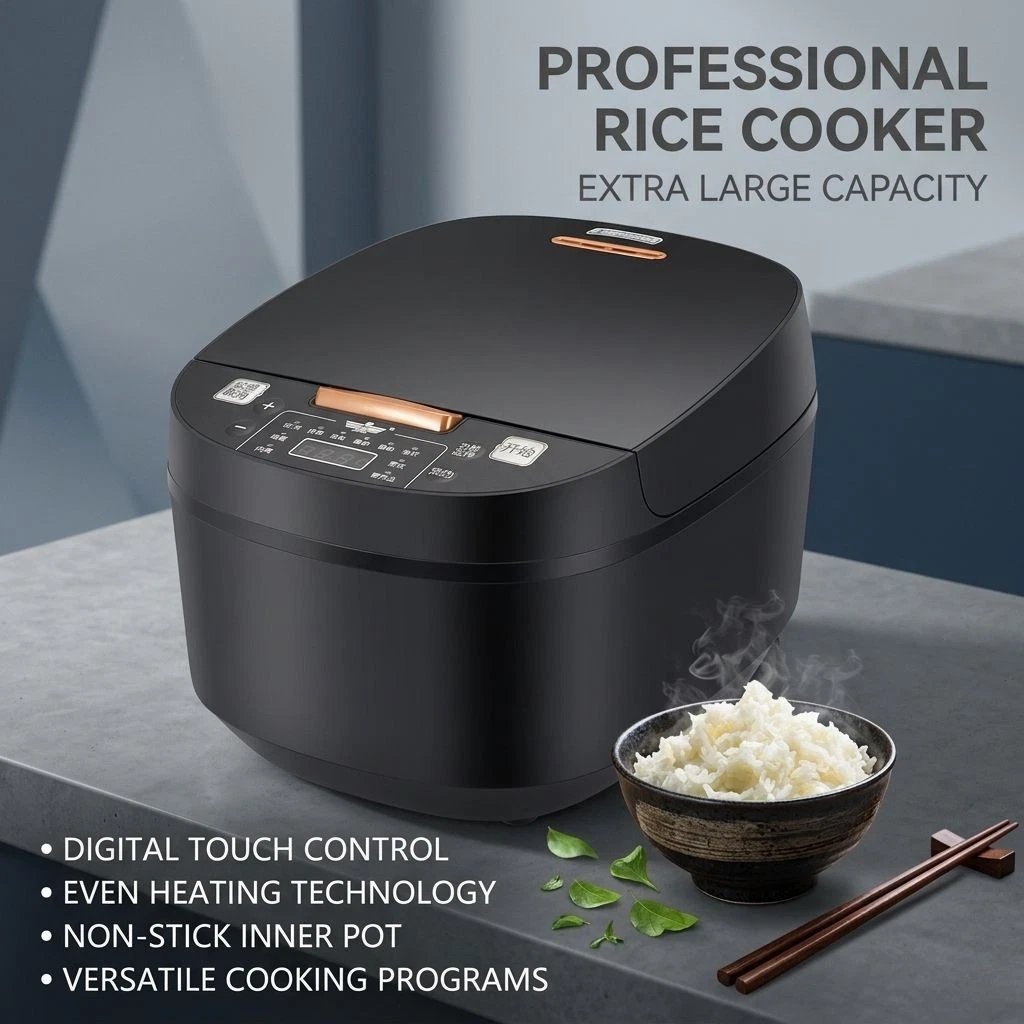 5L Electric Rice Cooker Large Capacity Non Stick Inner Pot Timer Control