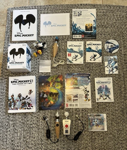 Epic Mickey 1 & 2 Collector's Edition Mouse Wii Disney Power Two ORIGINAL OWNER