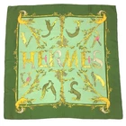 Hermes Silk Scarf Carre 90 Animal Alphabet III Green Used from Japan