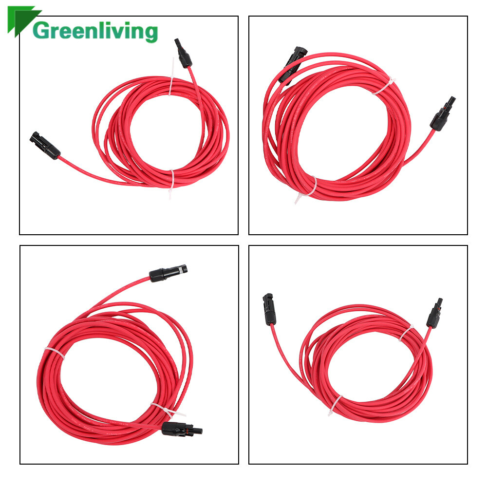 New 4/6mm² 2/5/10/20M Black+Red Solar Panel Extension Cable Wire+M4