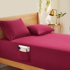 Extra Deep Pocket Queen Fitted Sheet Only - Fits Up to 24 Inch Mattress - Lux...