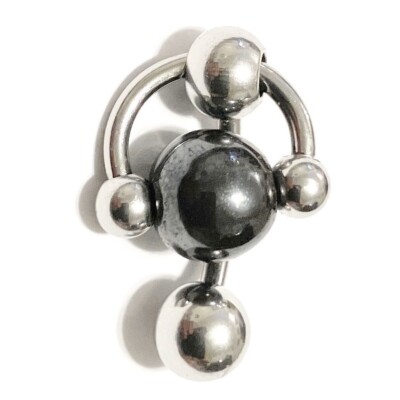 Handcrafted Hematite 3 Ball Horseshoe Reversible Surgical Steel 14g VCH Barbell.