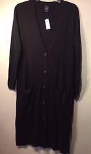 NWT Gap Long Cardigan Sweater Black SIZE S  179651 E122