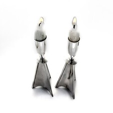 Art Moderne Mid Century Candlesticks Pair Danish Silverplate