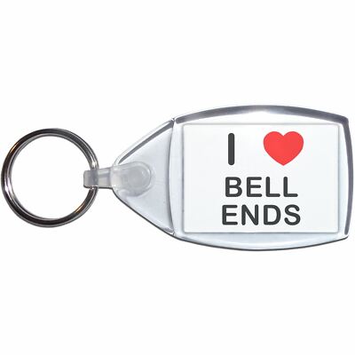 B*ll Ends I Love Heart Clear Plastic Key Ring (S, M or L)