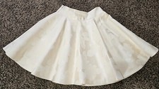 Designer High Waisted High Density Floral Satin Ivory Skirt Size S