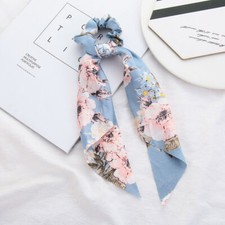 Floral Scrunchie Scarf Hair Ties Bow Ponytail Elastic Hairband Rope Long Ribbon
