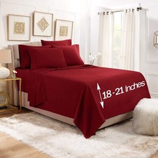 Empyrean Extra Deep Pocket Fitted Sheet - 6 Piece Sheet Set   Soft 110 GSM De...