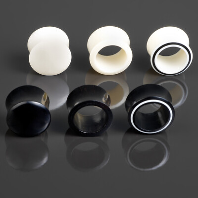 2 bis 35mm Flesh Tunnel Plug double flared Horn Bone Knochen Ohr Piercing Z104