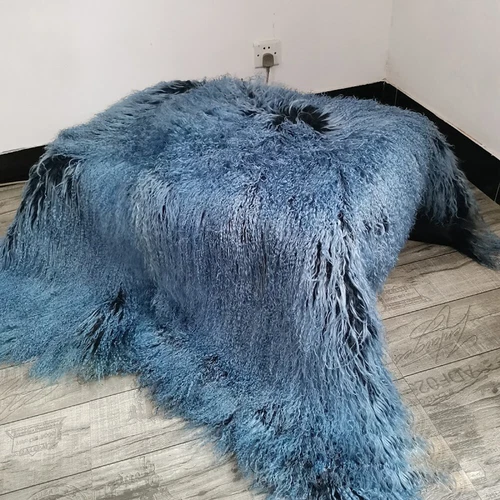 Luxury Double Color Genuine MONGOLIAN Tibetan Sheepskin Lambskin Rugs 12cm Fur - Picture 8 of 9