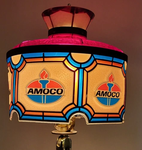 Amoco Motor Oil Gas Station 18" Table Desk Lamp Light Sign Plastic Vintage READ!