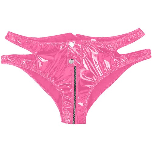 Women High Waist Patent Leather Thong Wet Look Bikini Briefs Panties Clubwear UK - Picture 25 of 29