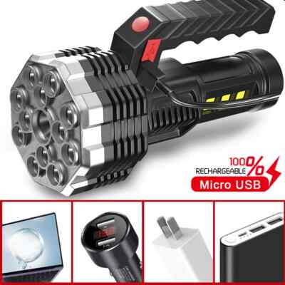 High Power LED Flashlight Powerful USB Rechargeable Torch Handheld Portable