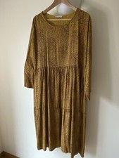 House of Tweed cheetah animal print mustard Yellow tiered dress Plus size L 20