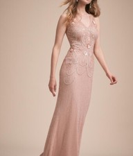 Anthropologie BHLDN Kincaid Pink/Blush Embellished Gown Sz 2