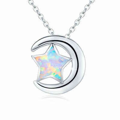 STERLINGSILBER MOND & STERN HALSKETTE, ANHÄNGER. HYPOALLERGEN IN GESCHENKBOX