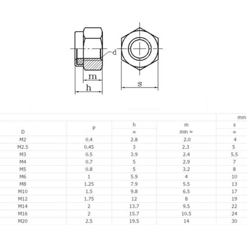 M3/M4/M5/M6-M12 316 EDELSTAHL Kontermuttern Sechskantmutter Kontermutter mit Nylon - Bild 2 von 3
