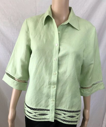 Camicia donna Dina K taglia small verde abbottonata impreziosita - Foto 10 di 12