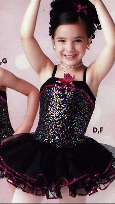 NWOT Small Child SequinFront Dance Costume Multicolor w/2 Skirts tutu & peplum