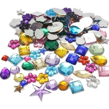 200 Mixed Color Flatback Acrylic Rhinestone Gems Assorted Shape No Hole