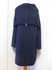 COS Strick Kleid S Lurex metallic blau schwarz Zip Front Kragen wie Cape