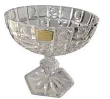 💥 Vintage Genuine Lead Crydtal Over 24% Pbo Clear Compote Candy Dish