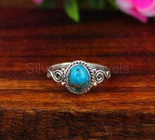 Turquoise Ring Pink Oyster Copper Turquoise Ring 925 Sterling Silver Ring