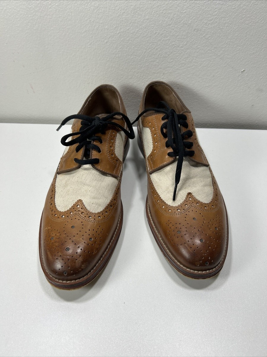chinese dress ladies Tan Wingtip Lace Shoes with Linen Upper main image 1