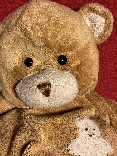 19" Caramel brown tan bear floppy plush stuffed teddy stitched on front - Picture 3 of 5