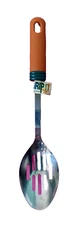 Aronson Slotted Spoon Stainless Steel Grip It Handle Brown 12 in**