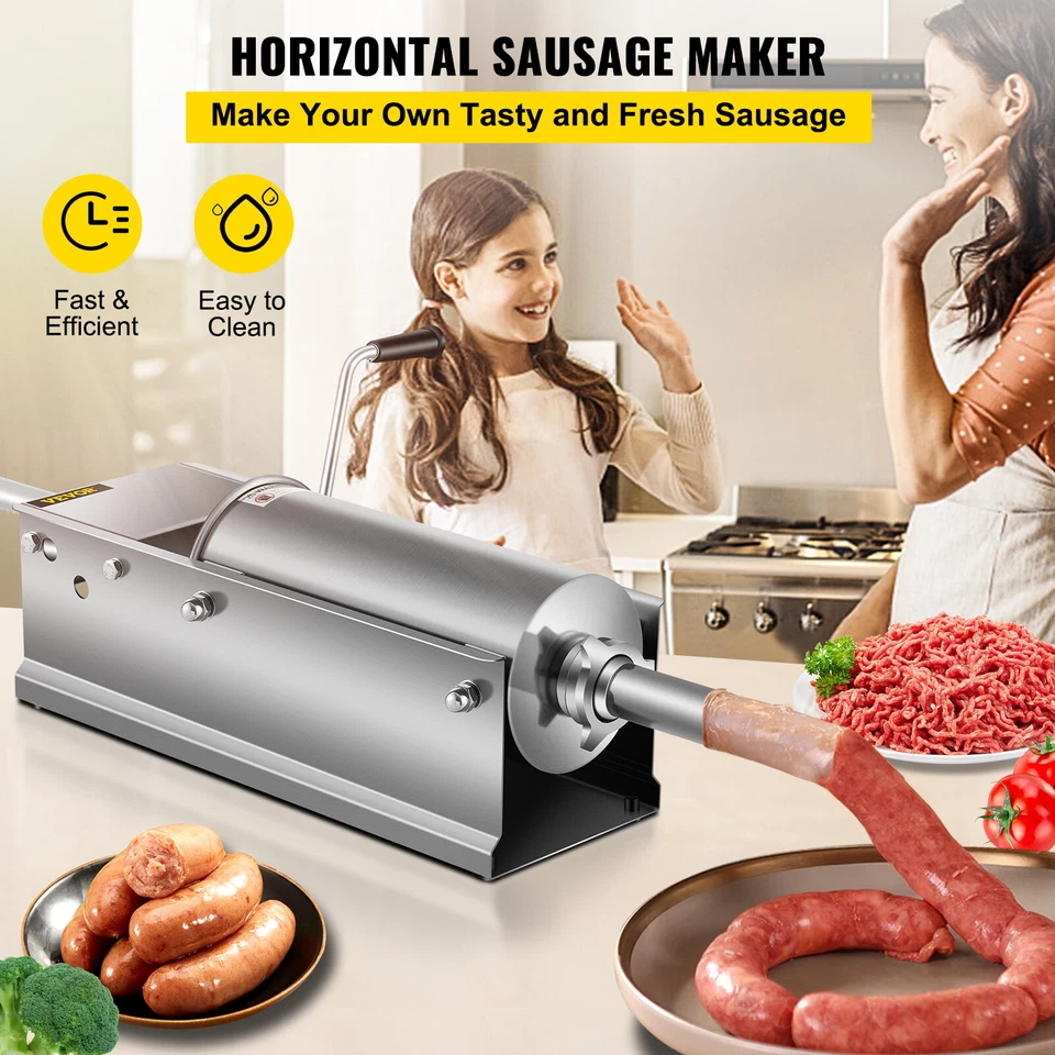 VEVOR Insaccatrice per Salsicce Orizzontale Manuale 5 L Riempitrice Salsiccia - Immagine 2 di 4