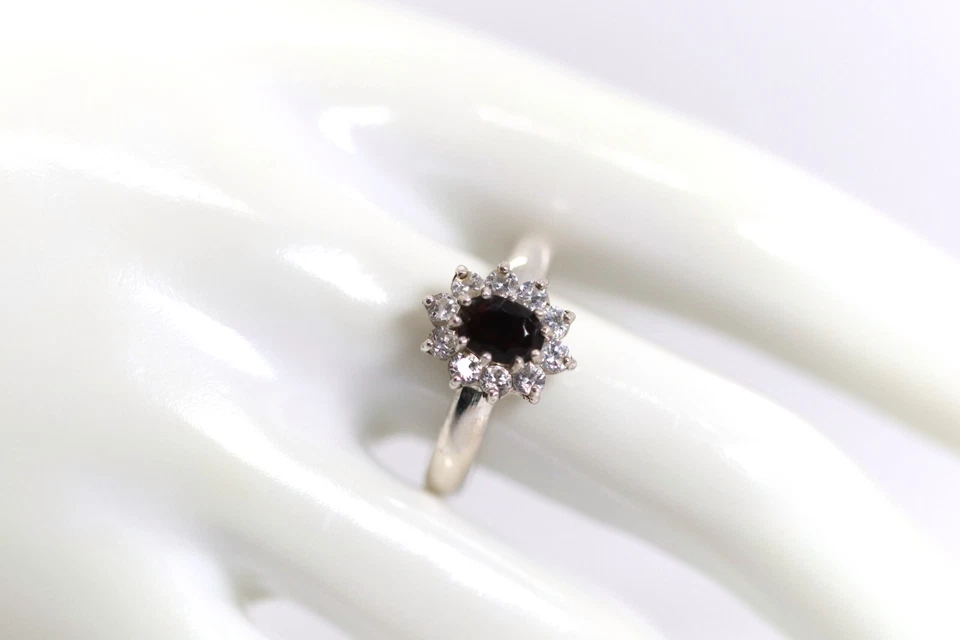 925er Sterlingsilberring, Blüte Blume Kranz, Zirkonia + Glas, Rg: 63 - Bild 2 von 4