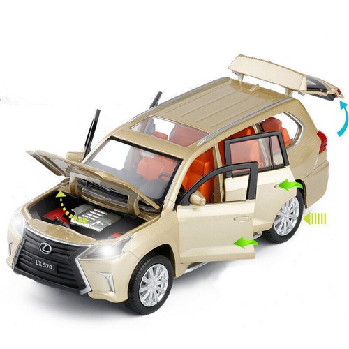 1:32 Lexus LX570 SUV Diecast Model Car Toy Collection Sound&Light Pullback Gifts - Picture 4 of 6