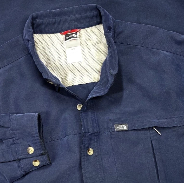 The North Face Mens M Outdoor Button Up Shirt Blue Modal Hiking Roll Tab Sleeve - Image 3 of 4