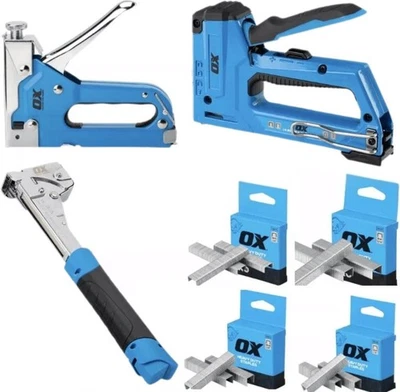 OX TOOLS OX Pro Stapler Hammer Tacker Staples 6mm 8mm 10mm 12mm Choose 4 in 1 Heavy Duty