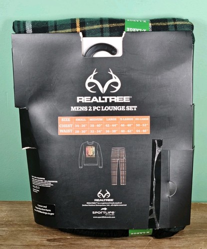Realtree Set 2 Pezzi Lounge Uomo Nero/Verde Logo XL NUOVO CON ETICHETTE Pigiama Casual - Foto 2 di 2