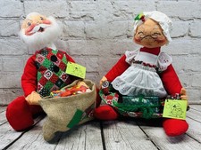 Vintage Annalee Mr & Mrs Claus 22” Christmas Dolls w/ Tags Excellent Condition