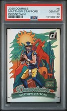 2025 Panini Donruss Matthew Stafford Downtown! Case Hit SSP #6 PSA 10 Gem