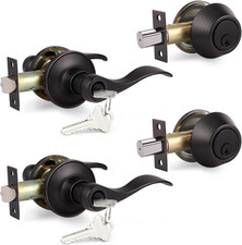 Oil Rubbed Bronze Entry Lever & Deadbolt Combo Pack - Keyed Alike Set