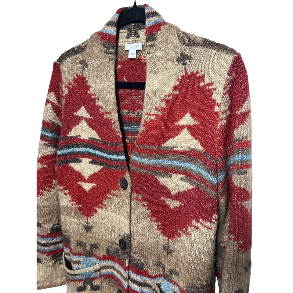 J. Jill Aztec Southwestern вязаный длинный кардиган свитер размер маленький - Изображение 3 из 4