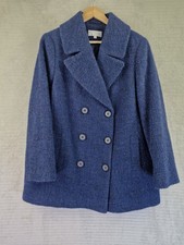 Cotswold Collections Womens Tailored Blue Wool Mohair Double-breasted Coat UK 18