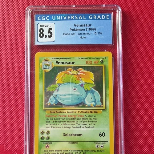 Venusaur 1999 Pokémon Base Set Unlimited Holo Rare 15/102 CGC 8.5