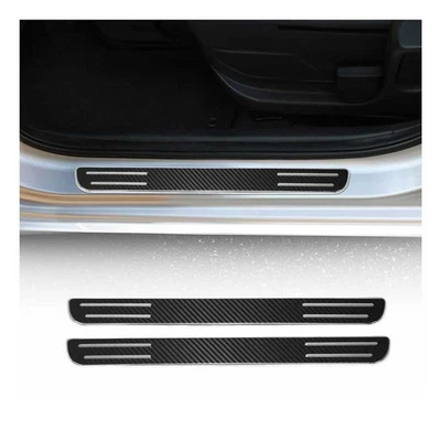 Couverture De Seuil De Porte Universal Folie De Carbone Inox 2 Pcs - Photo 1/4