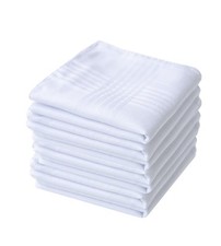 Mens White Cotton 100 Cotton handkerchiefs Pack 6PCS